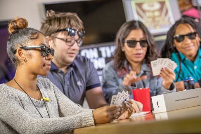 students playing cards